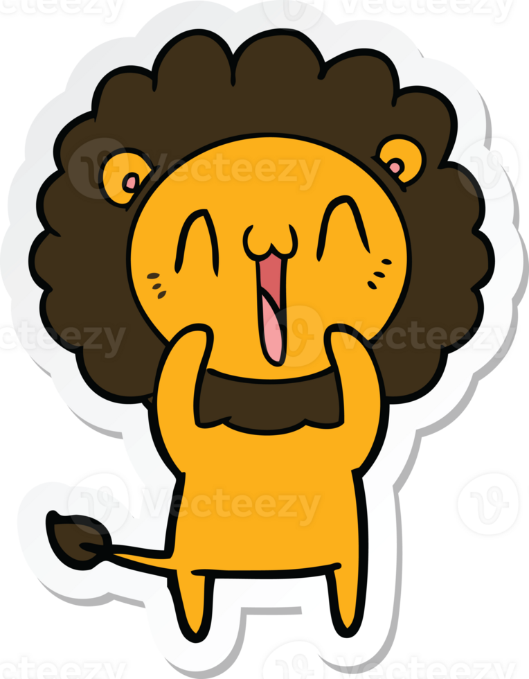 sticker of a happy cartoon lion png