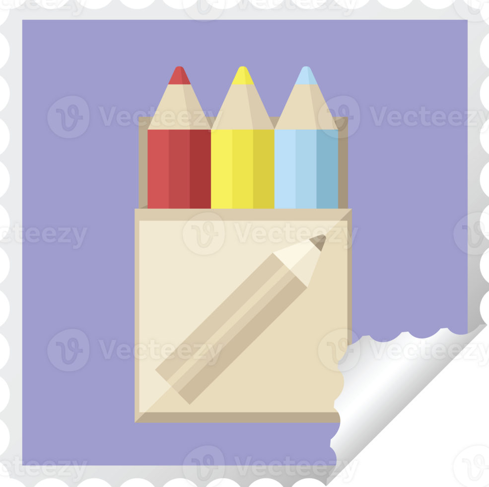 pack of coloring pencils graphic square sticker stamp png