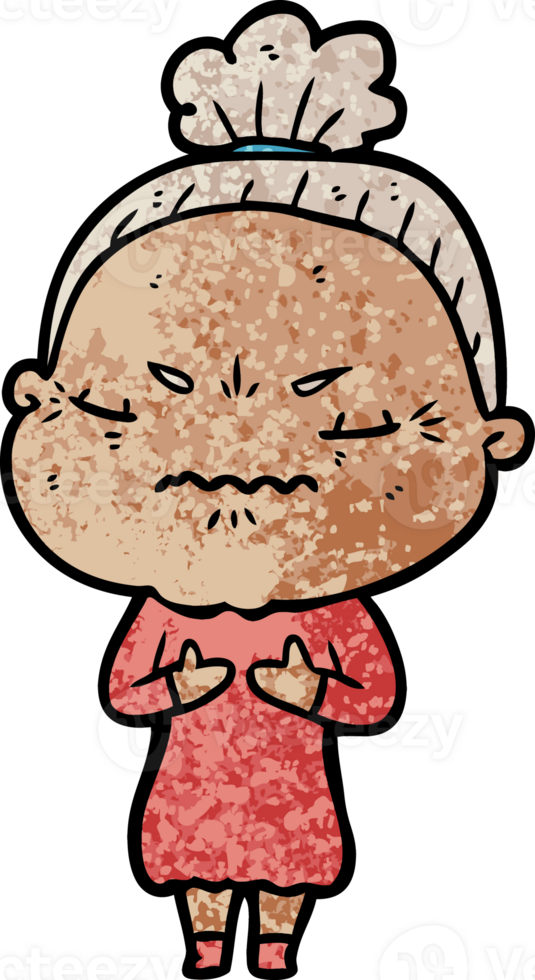 cartoon annoyed old lady png