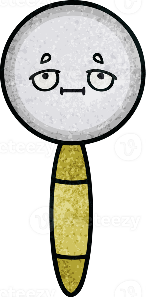 retro grunge texture cartoon of a magnifying glass png
