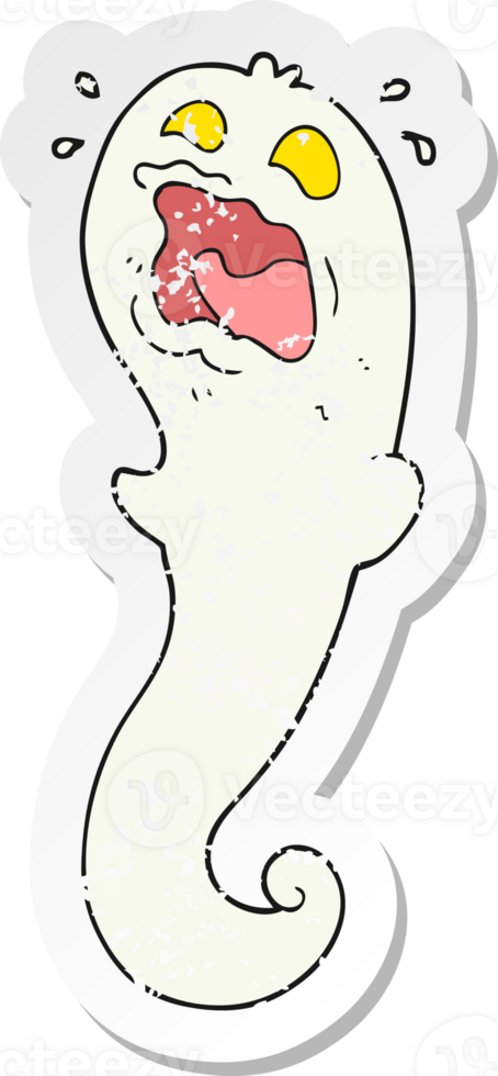 retro distressed sticker of a cartoon halloween ghost png