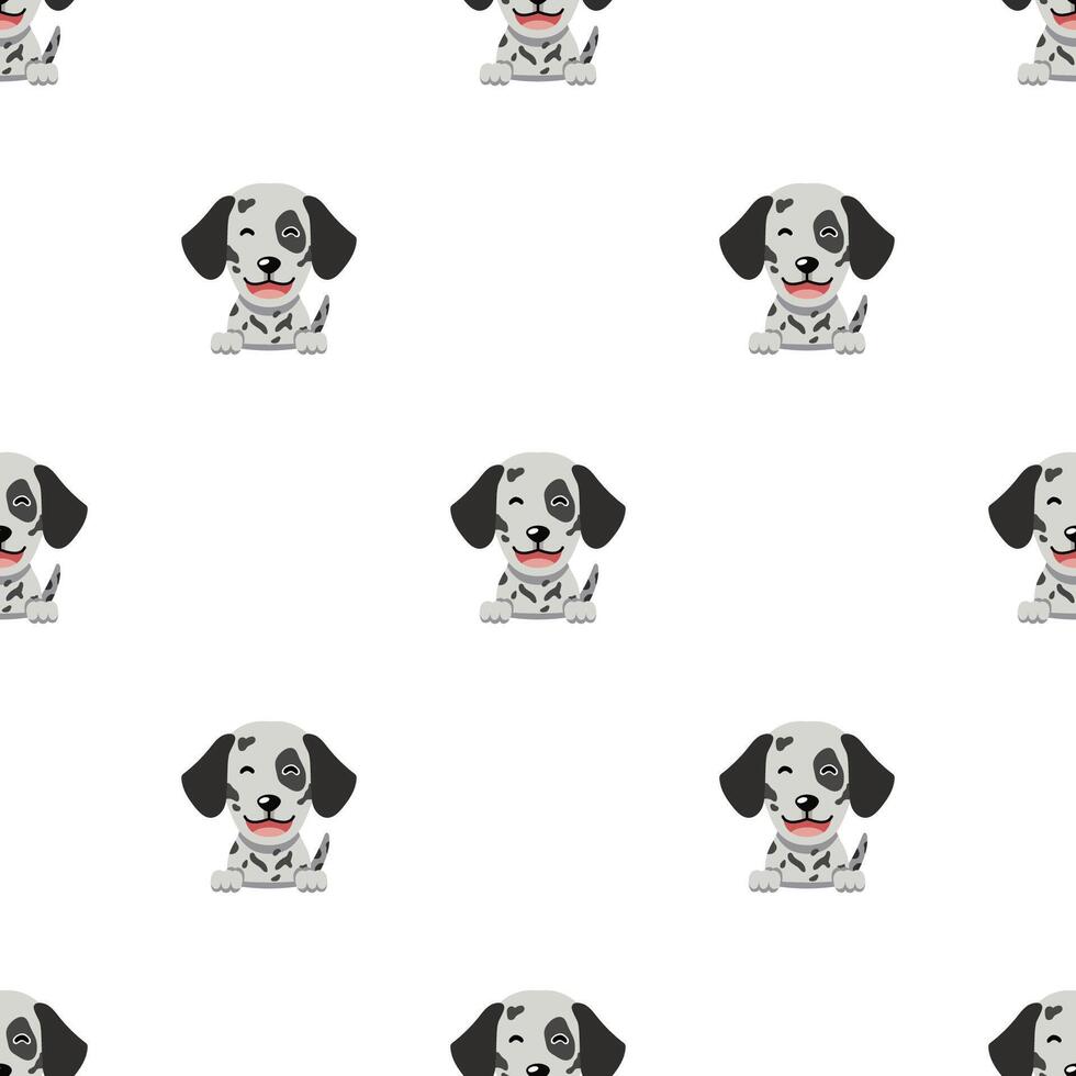 Cartoon character cute dalmatian dog seamless pattern background vector