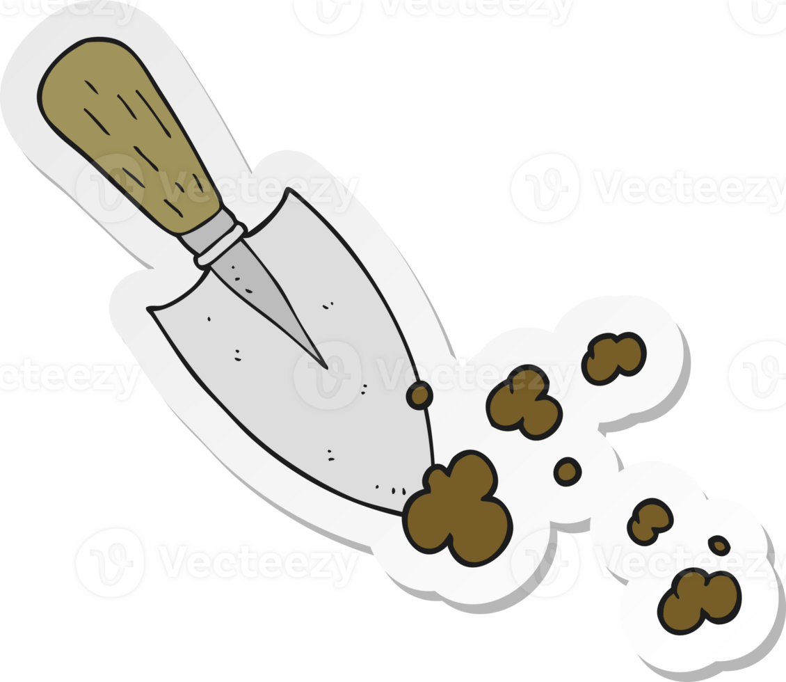 sticker of a cartoon garden trowel png
