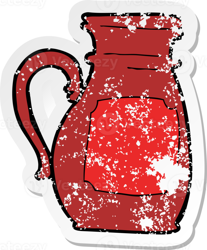 retro distressed sticker of a cartoon jug png