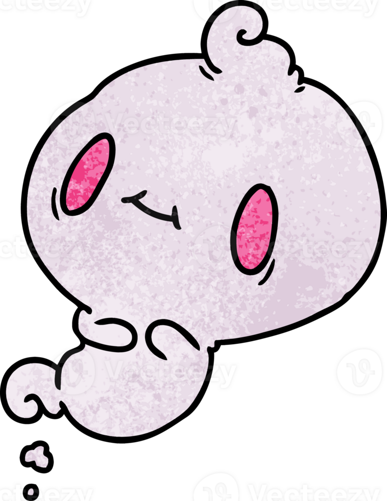 textured cartoon illustration of a kawaii cute ghost png