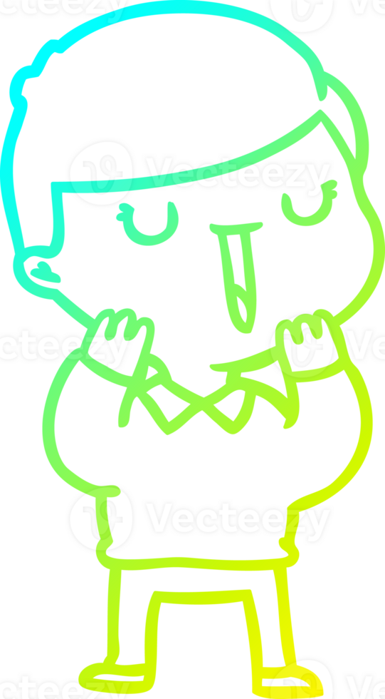 cold gradient line drawing of a cartoon happy boy png
