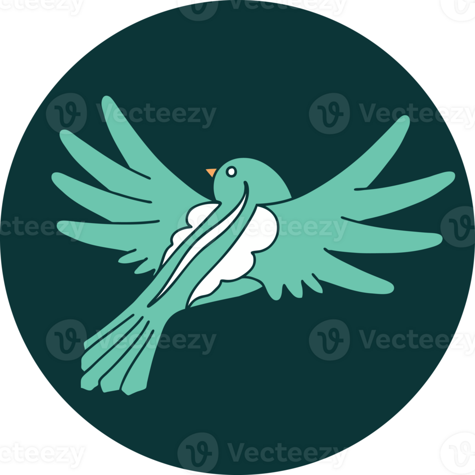 iconic tattoo style image of a flying bird png