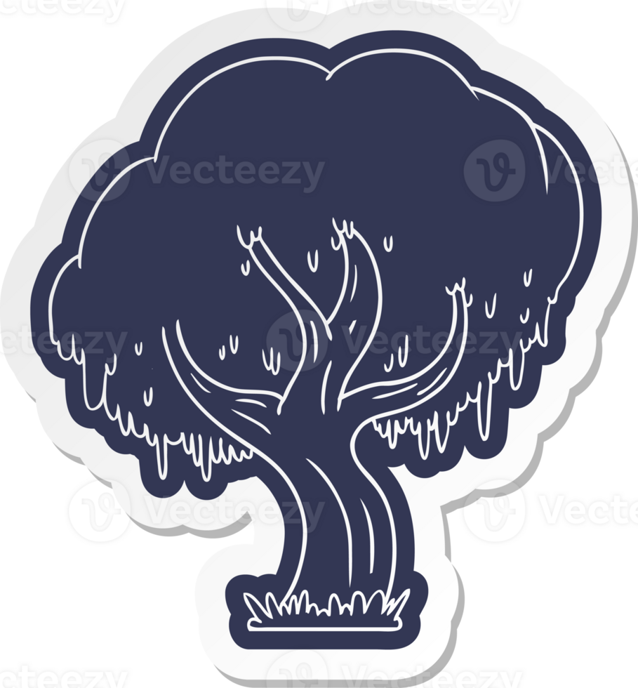 cartoon sticker of a green tree png