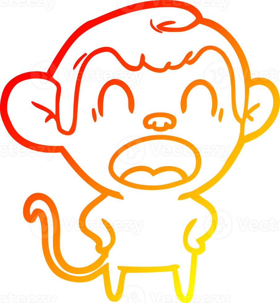 warm gradient line drawing of a shouting cartoon monkey png