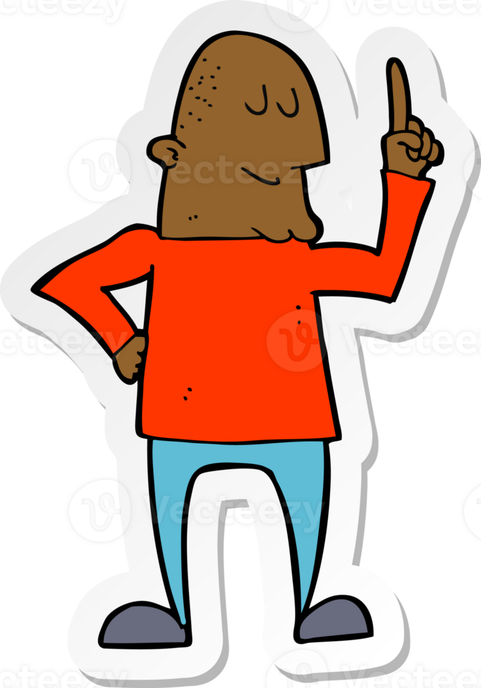 sticker of a cartoon man pointing finger png