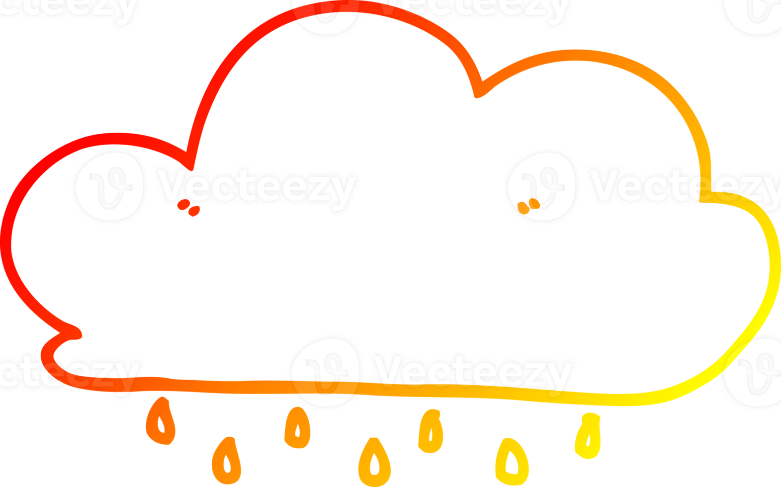 warm gradient line drawing of a cartoon rain cloud png