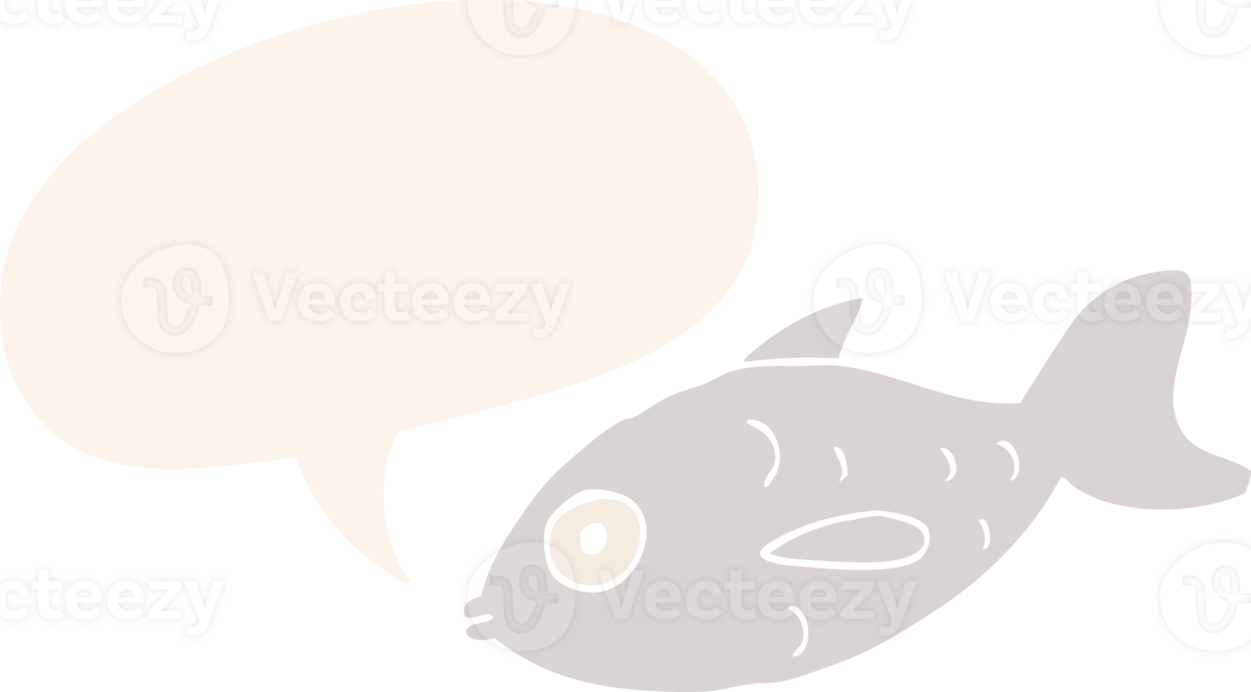 cartoon fish with speech bubble in retro style png