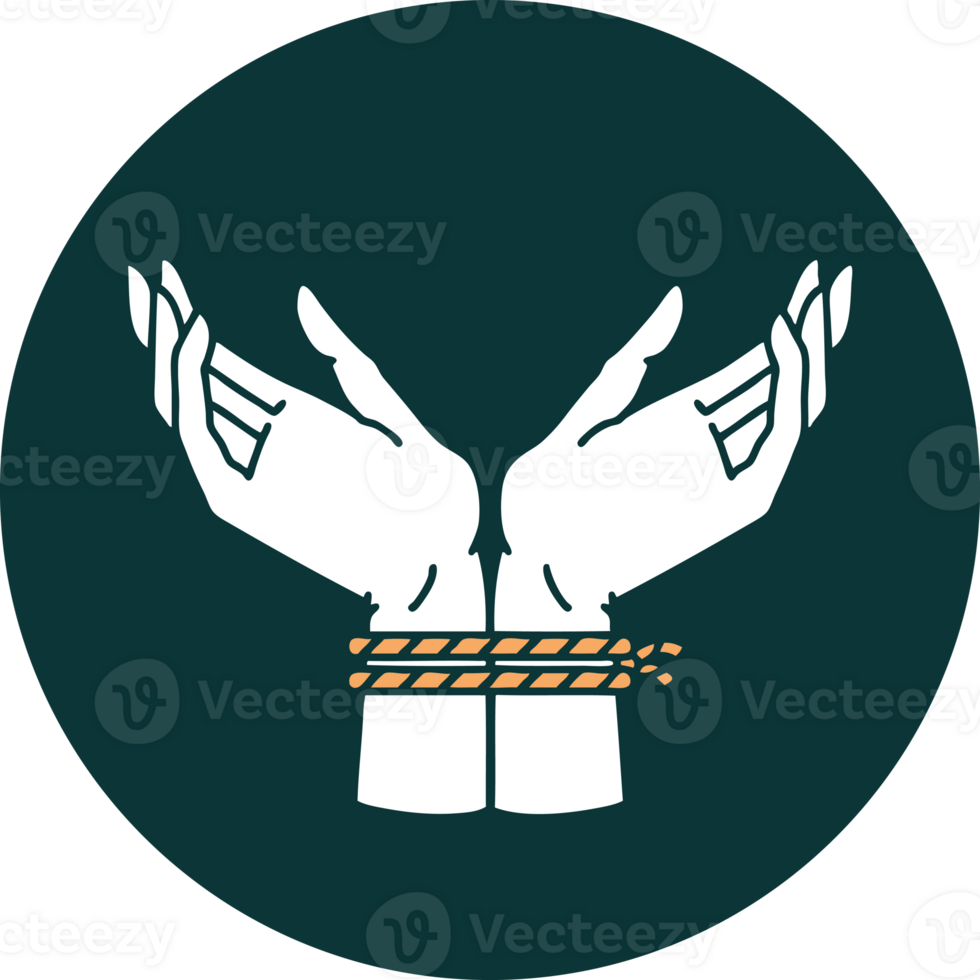 iconic tattoo style image of a pair of tied hands png
