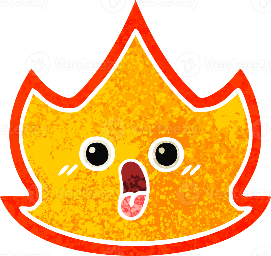 retro illustration style cartoon of a fire png