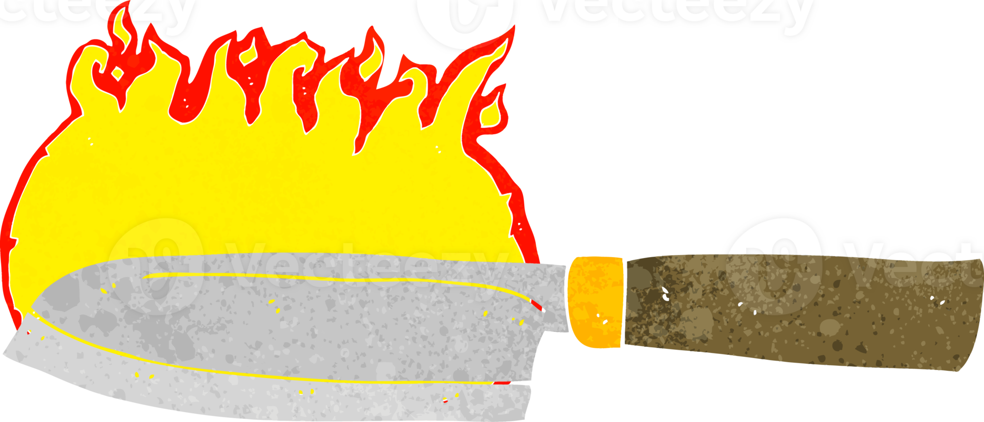 cartoon kitchen knife on fire png