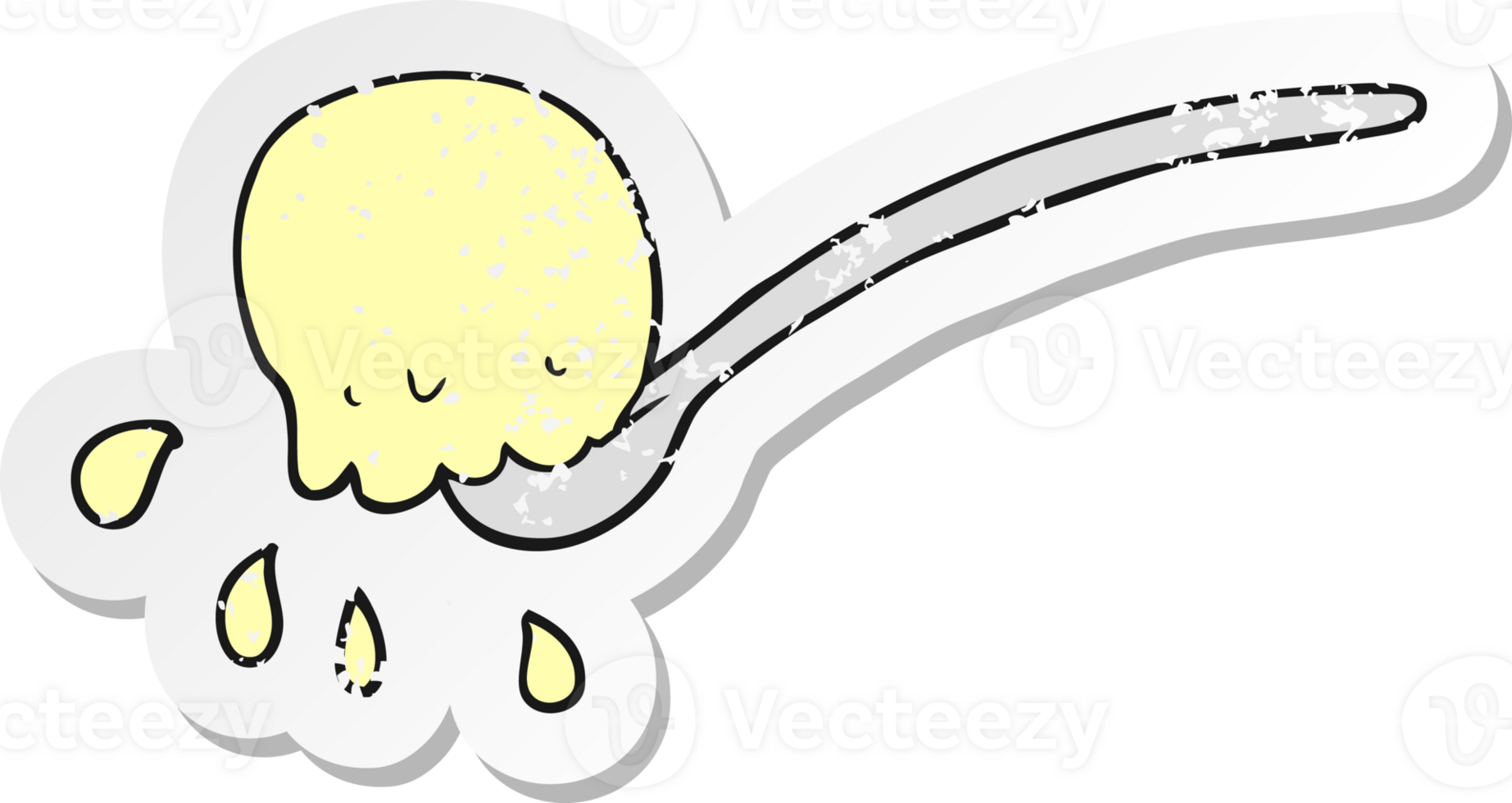 retro distressed sticker of a cartoon scoop of icecream png