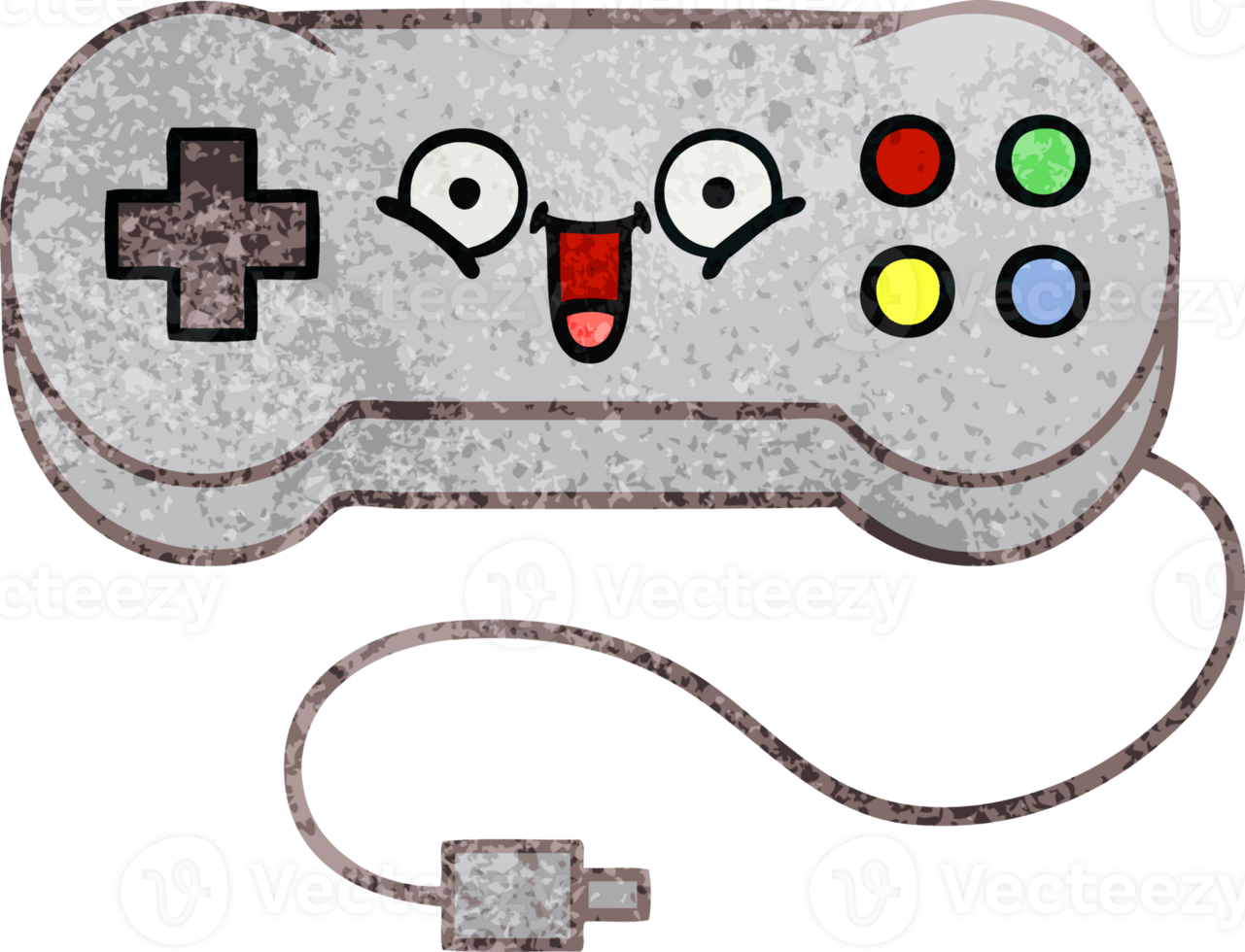retro grunge texture cartoon of a game controller png