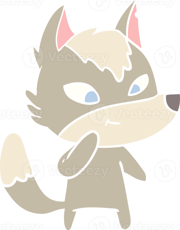 friendly flat color style cartoon wolf png