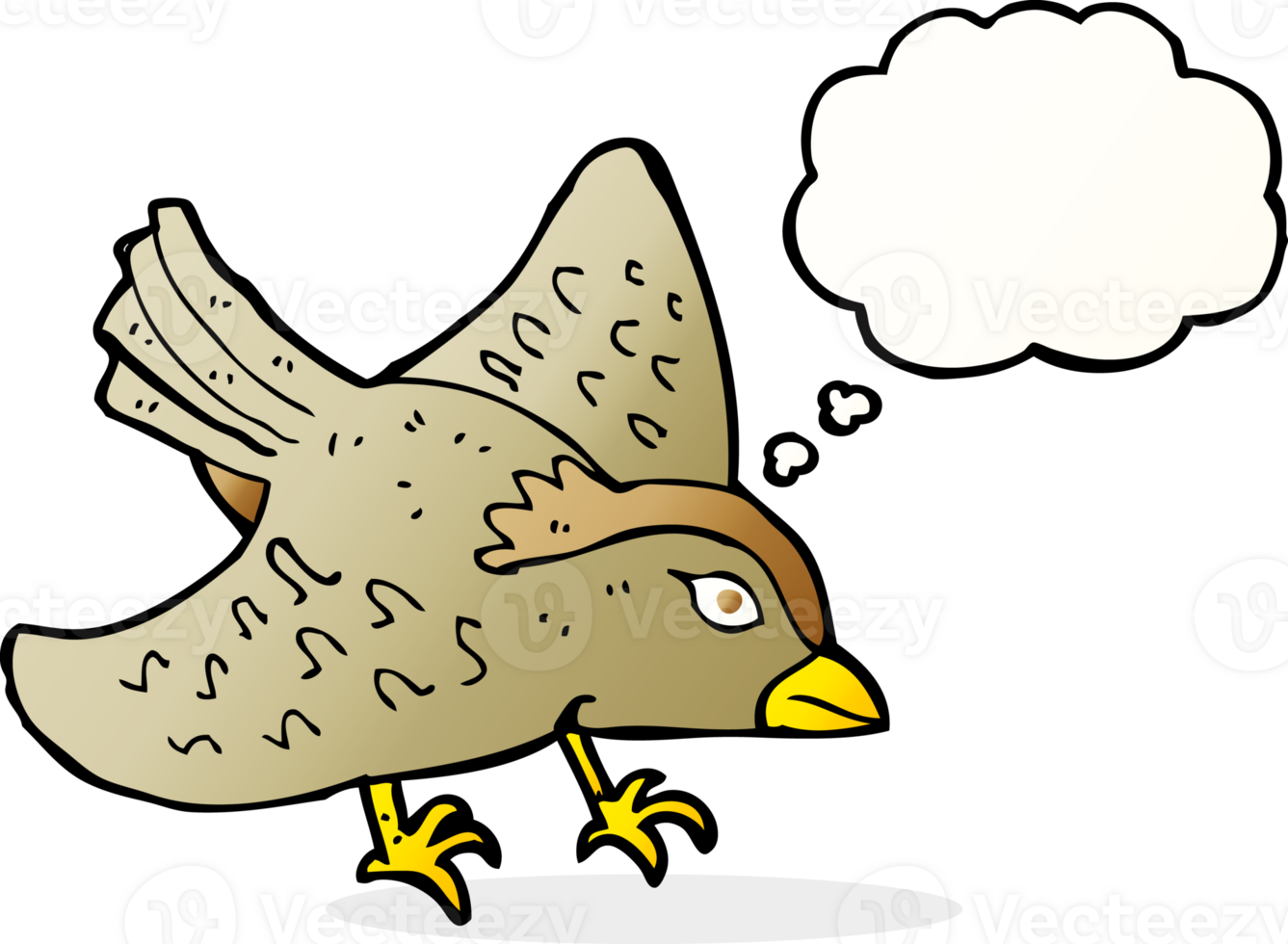 cartoon garden bird with thought bubble png