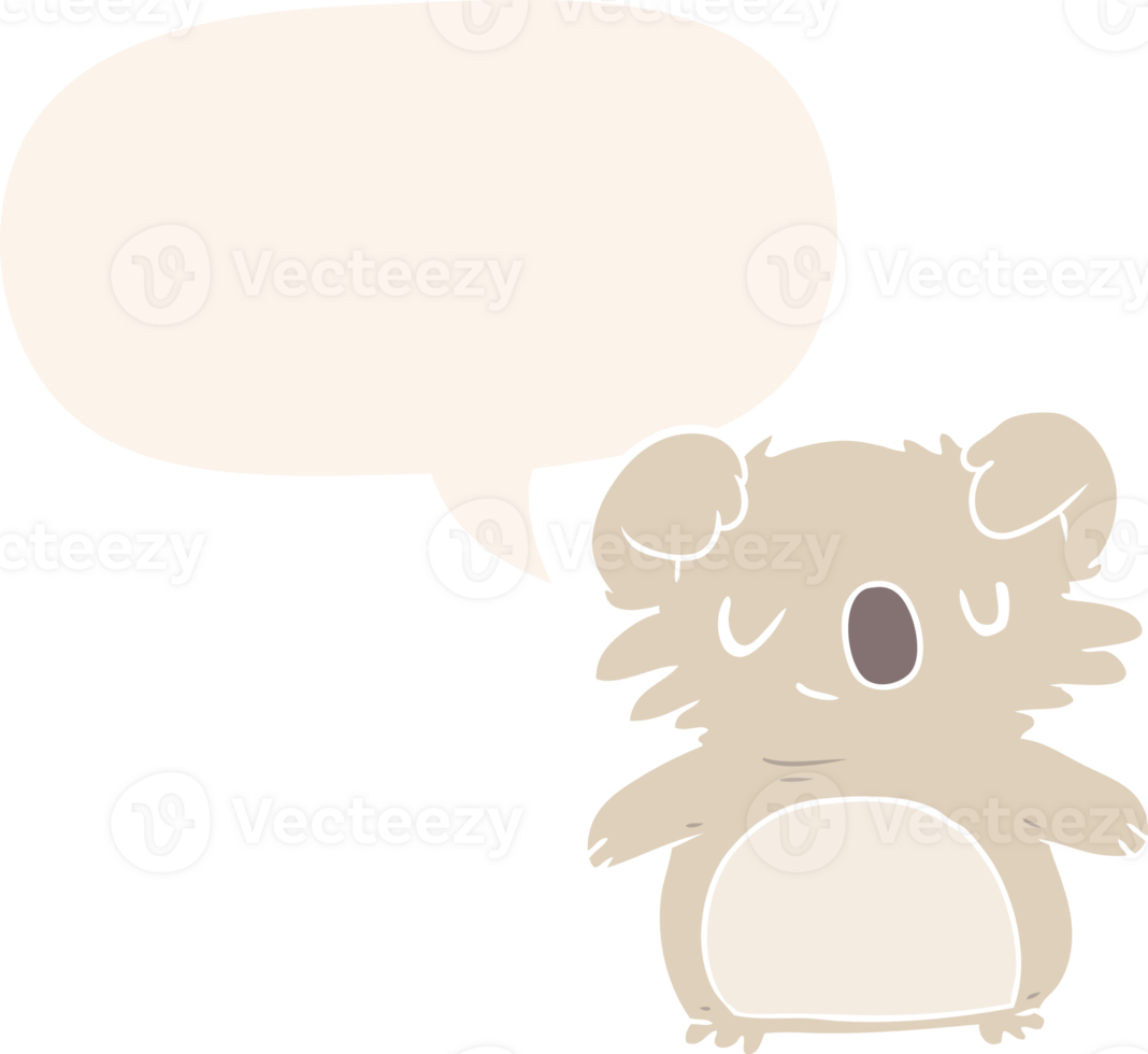 cute cartoon koala with speech bubble in retro style png