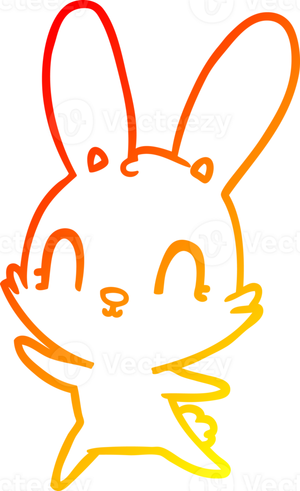 warm gradient line drawing of a cute cartoon rabbit dancing png