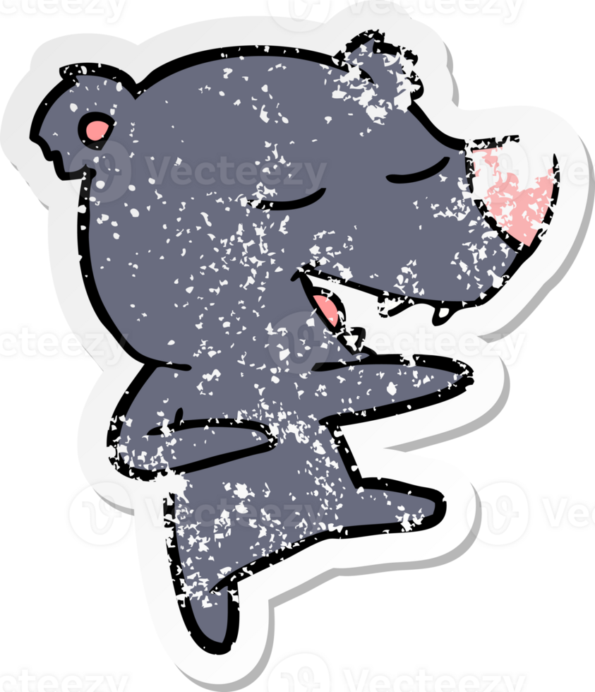 distressed sticker of a cartoon bear png
