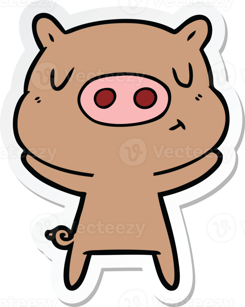 sticker of a cartoon content pig png
