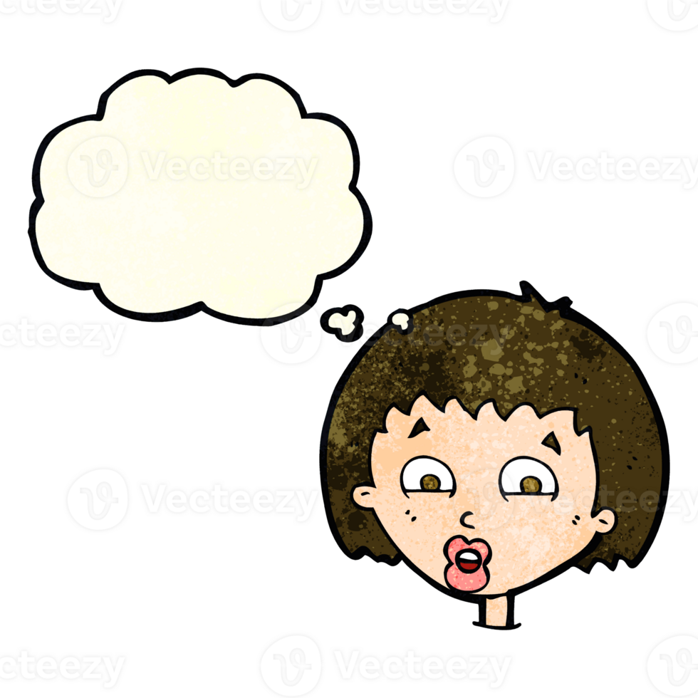 cartoon shocked expression  with thought bubble png