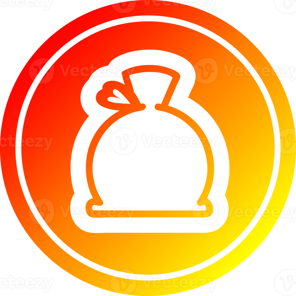 bulging sack circular icon with warm gradient finish png
