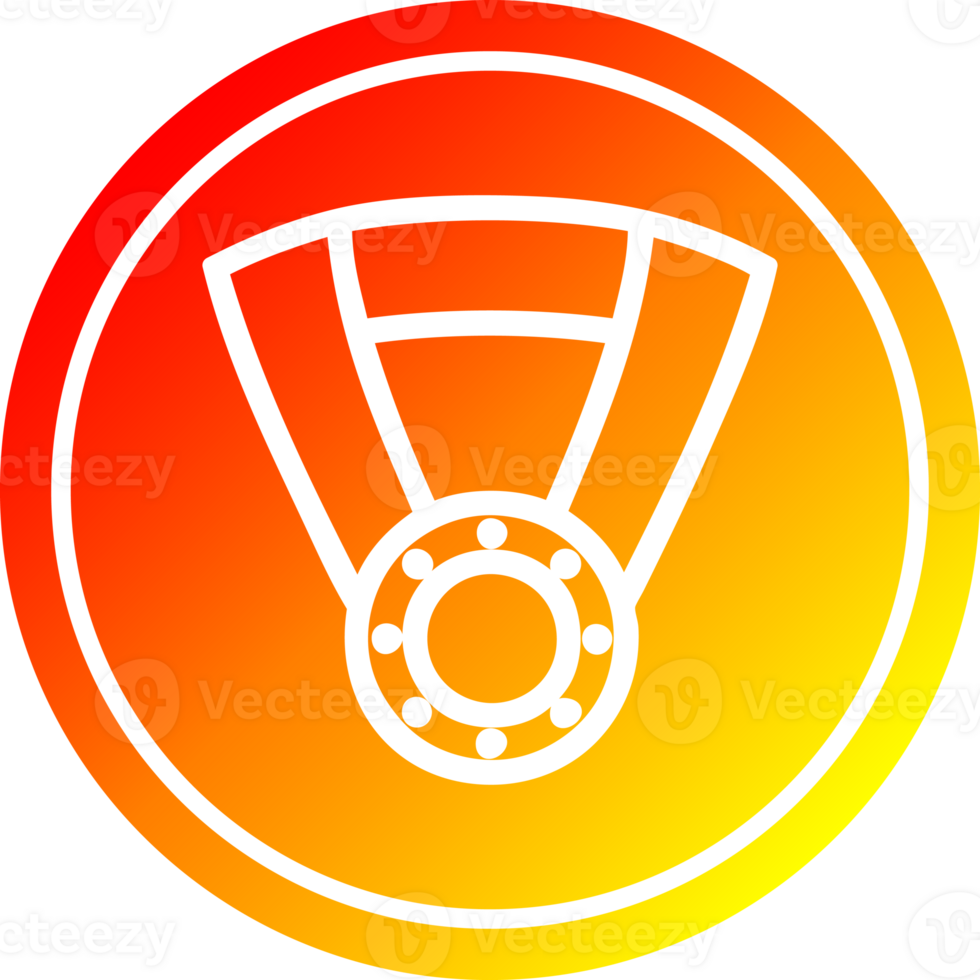 medal award circular icon with warm gradient finish png