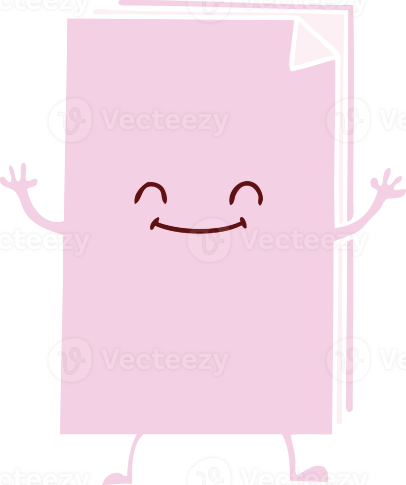 hand drawn quirky cartoon happy stack of papers png