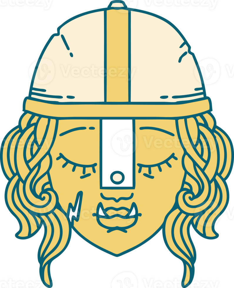 Retro Tattoo Style orc fighter character face png