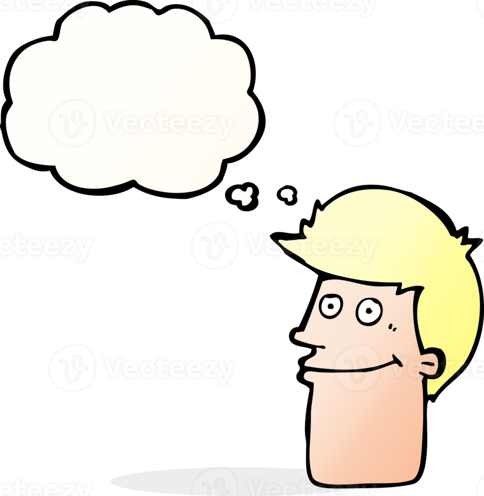 cartoon smiling man with thought bubble png