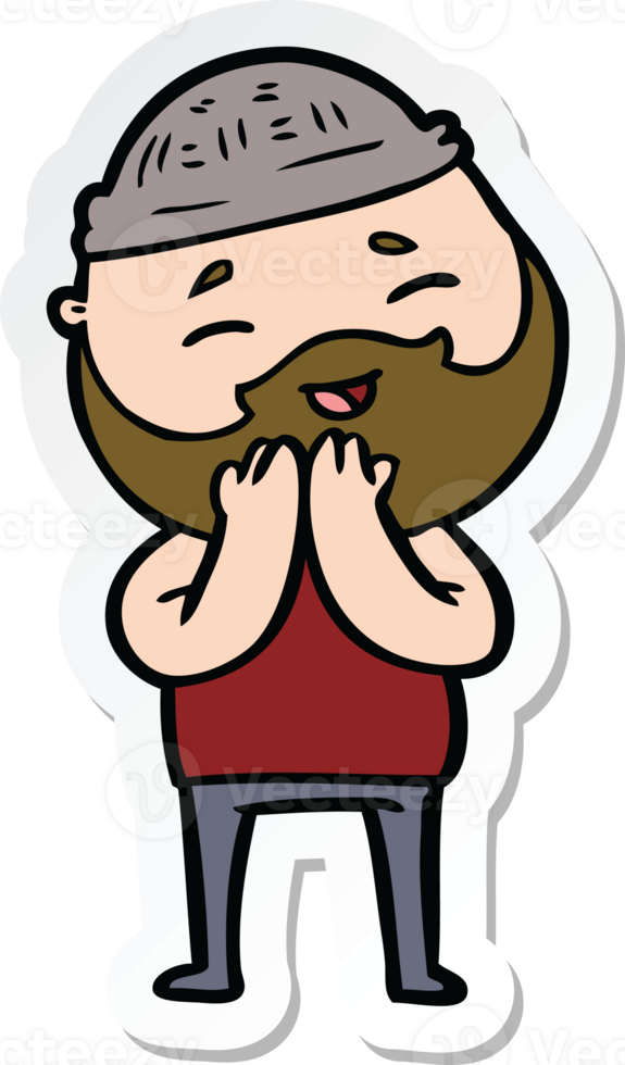 sticker of a cartoon happy bearded man png