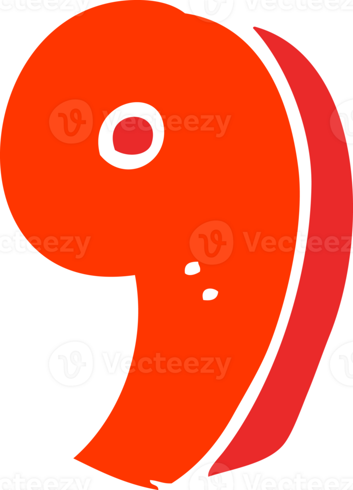 flat color illustration cartoon number nine png