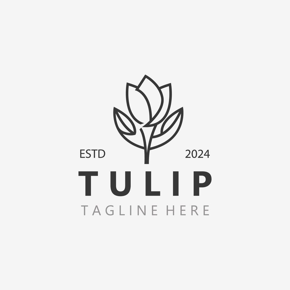 Tulip Flower logo with leaves design, suitable for fashion, beauty spa and boutique emblem business vector