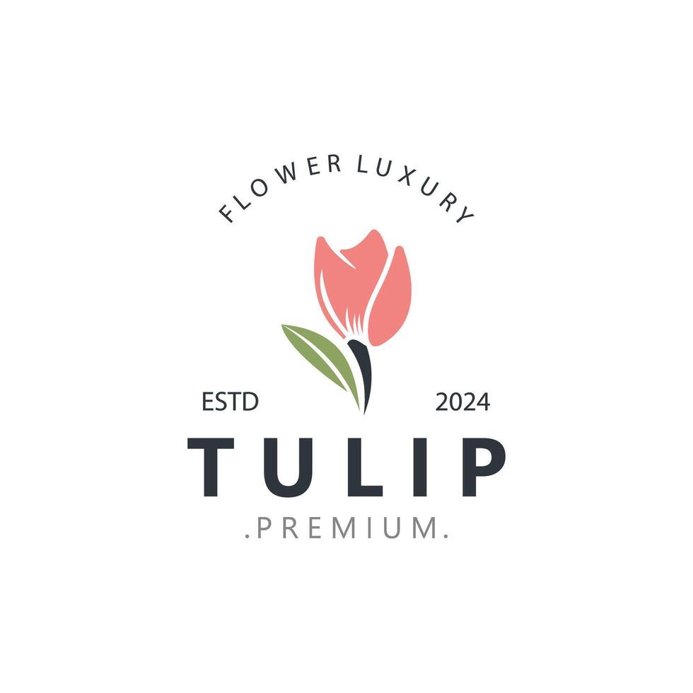 tulipán flor logo con hojas diseño, adecuado para moda, belleza spa y boutique emblema negocio vector