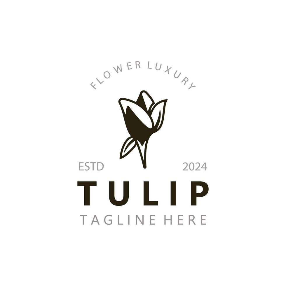 tulipán flor logo con hojas diseño, adecuado para moda, belleza spa y boutique emblema negocio vector