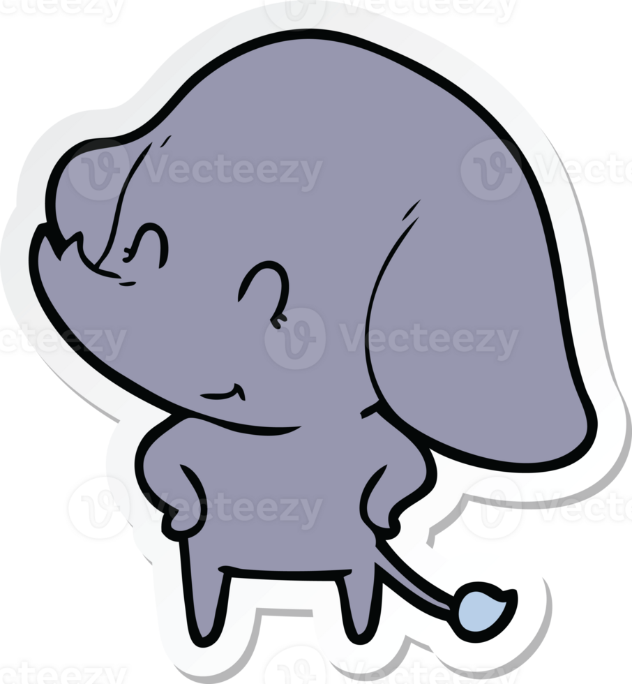 sticker of a cute cartoon elephant png