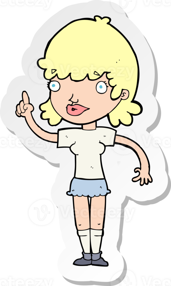 sticker of a cartoon woman with idea png