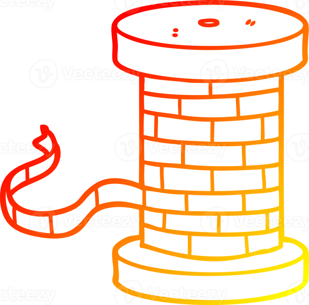 warm gradient line drawing of a cartoon reel of ribbon png
