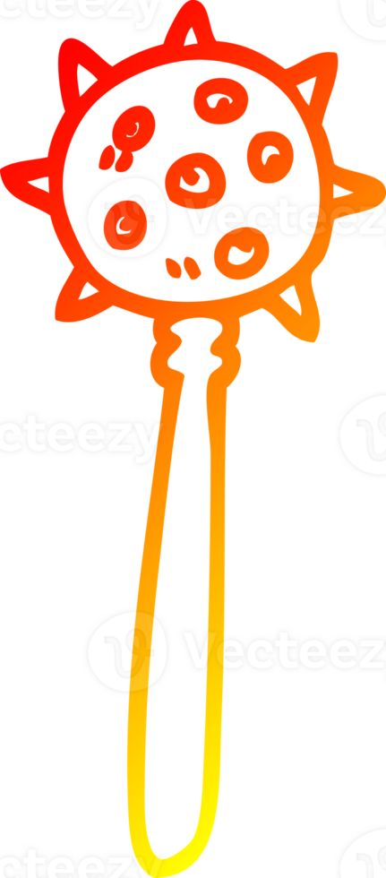 warm gradient line drawing of a cartoon medieval mace png