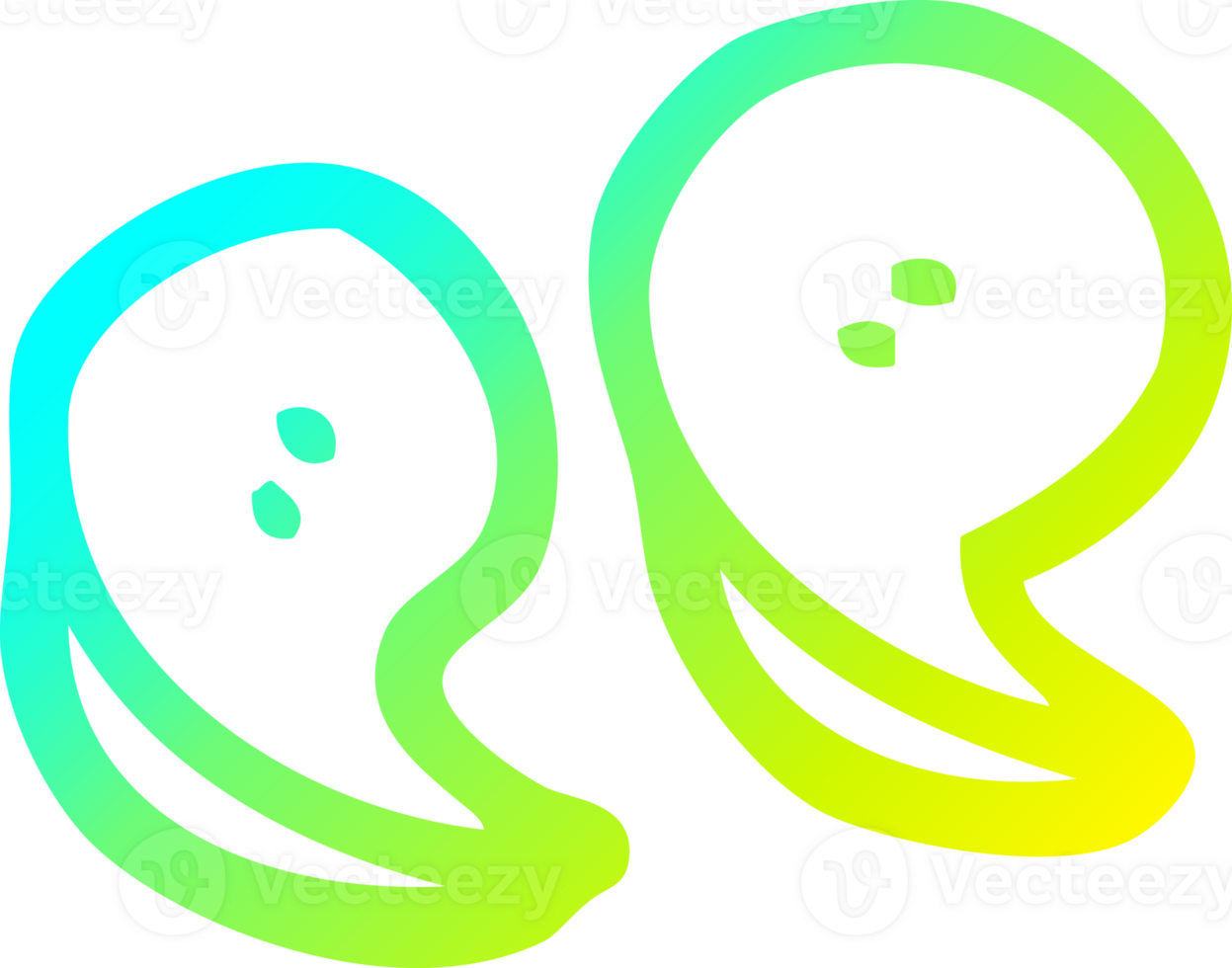 cold gradient line drawing of a cartoon quotation marks png