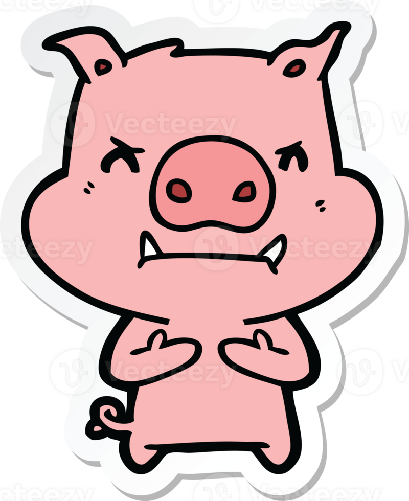 sticker of a angry cartoon pig png