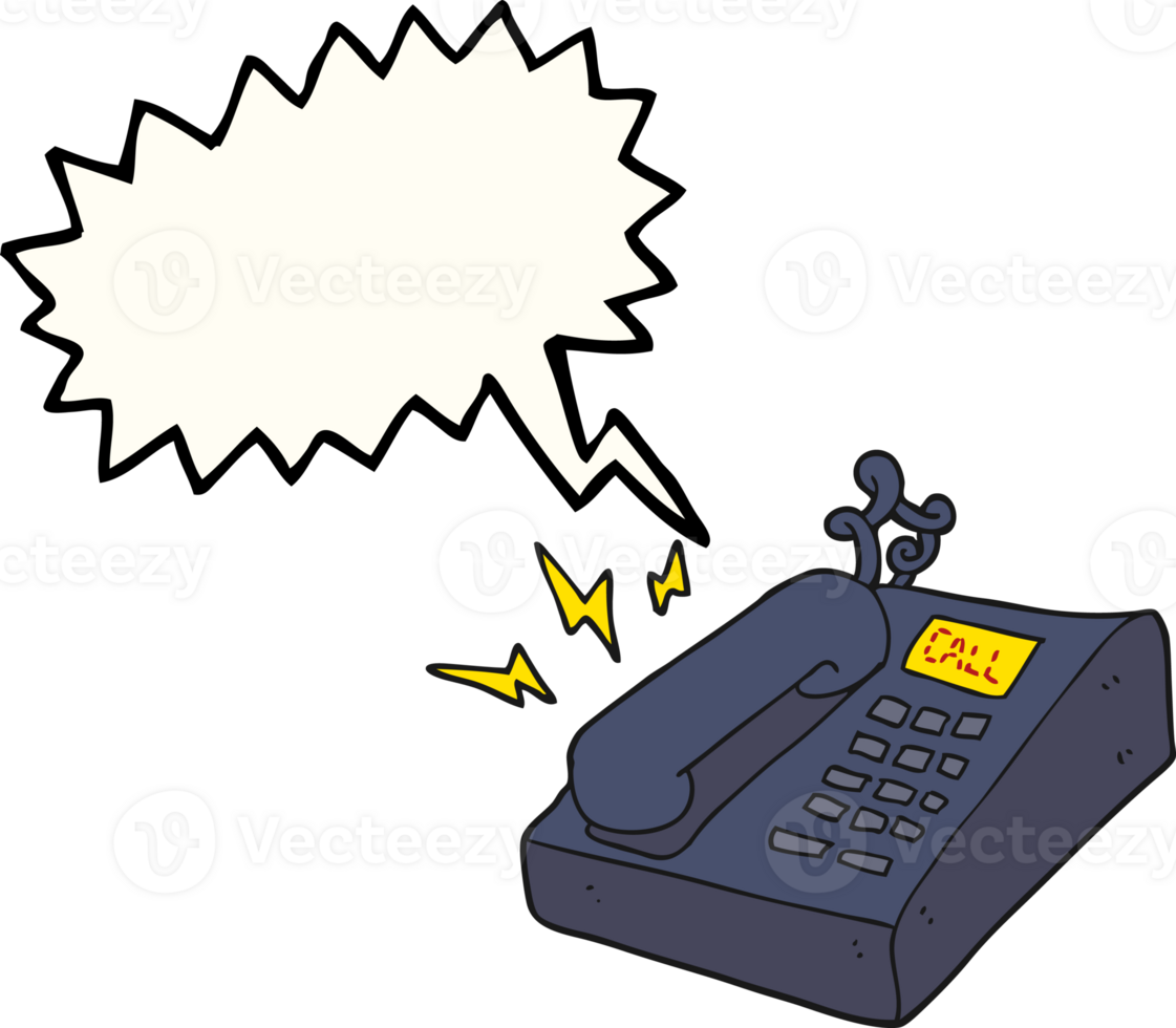 hand drawn speech bubble cartoon office telephone png