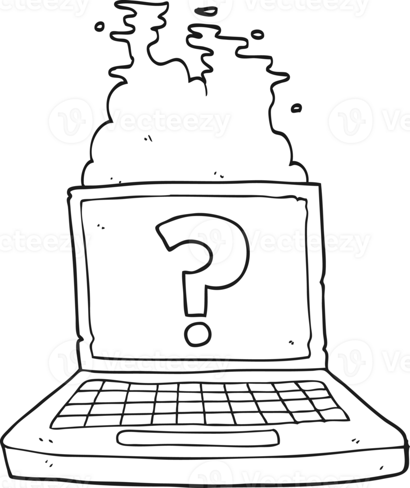 hand drawn black and white cartoon internet search png