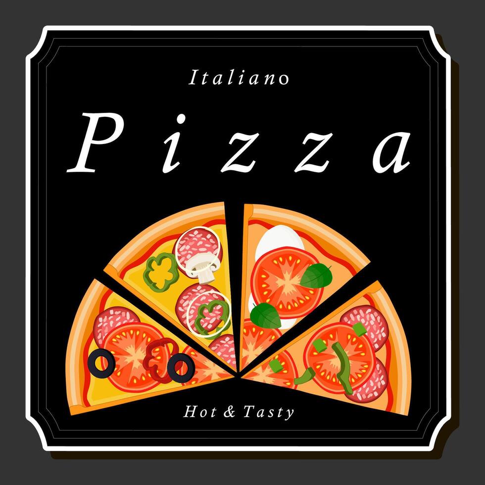 Illustration on theme big hot tasty pizza to pizzeria menu vector