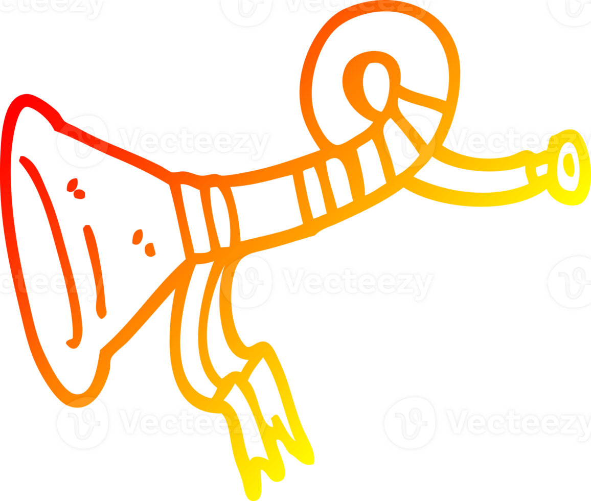 warm gradient line drawing of a cartoon curled horn instrument png