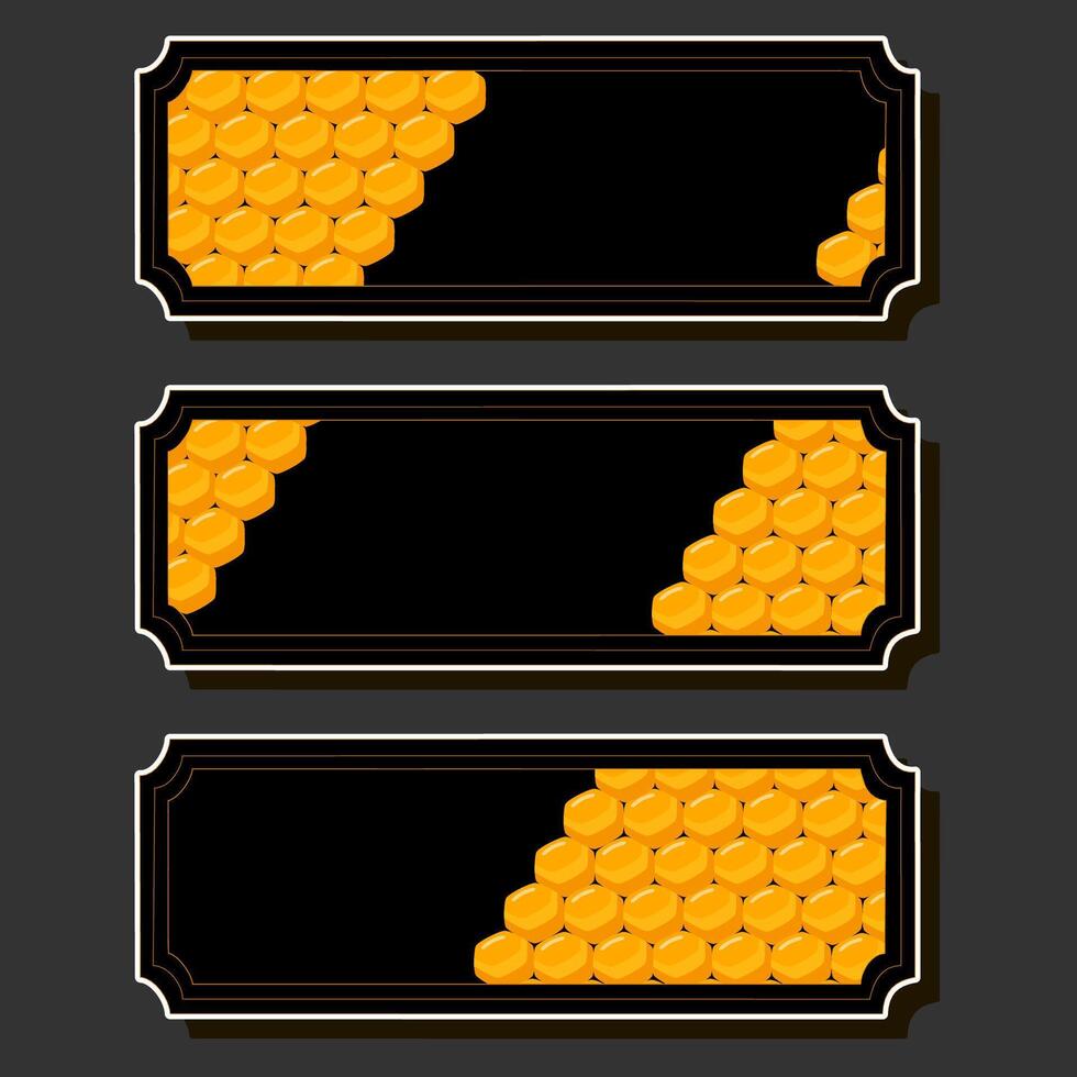 Illustration on theme for label of sugary flowing down honey in honeycomb with bee vector