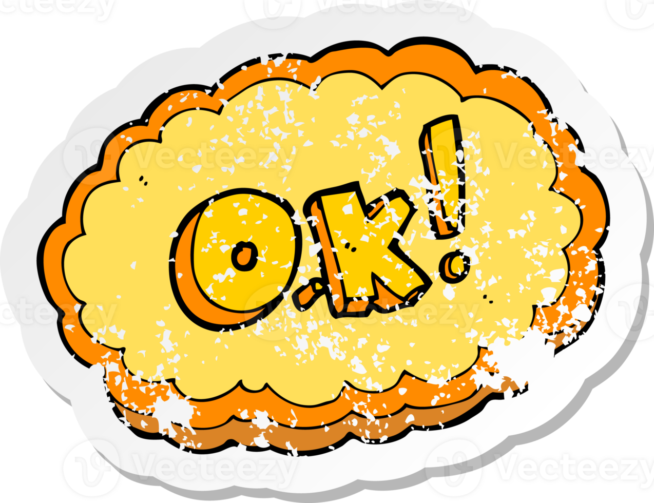 retro distressed sticker of a cartoon OK symbol png